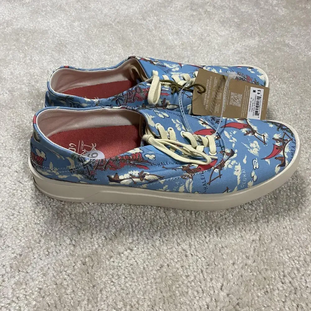 OluKai Shoes Mens Size 9.5 Blue Kahala Tradewind Canvas Sneakers 10533-RYZQ